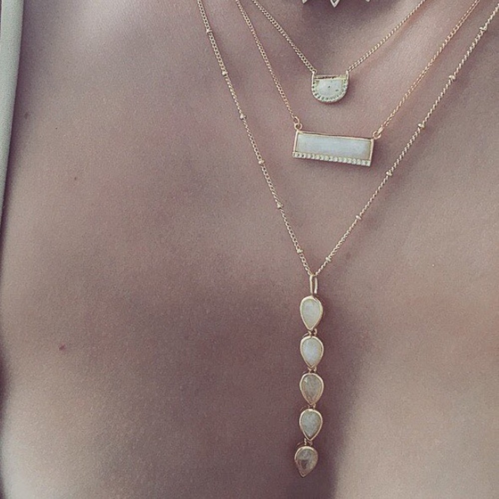Moonstone bar necklace